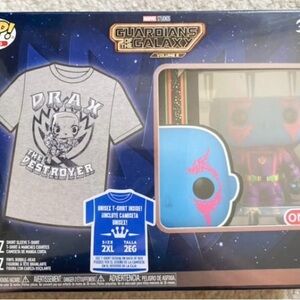 Funko Guardians of the Galaxy Drax Gray T-Shirt and Pop Figure Set